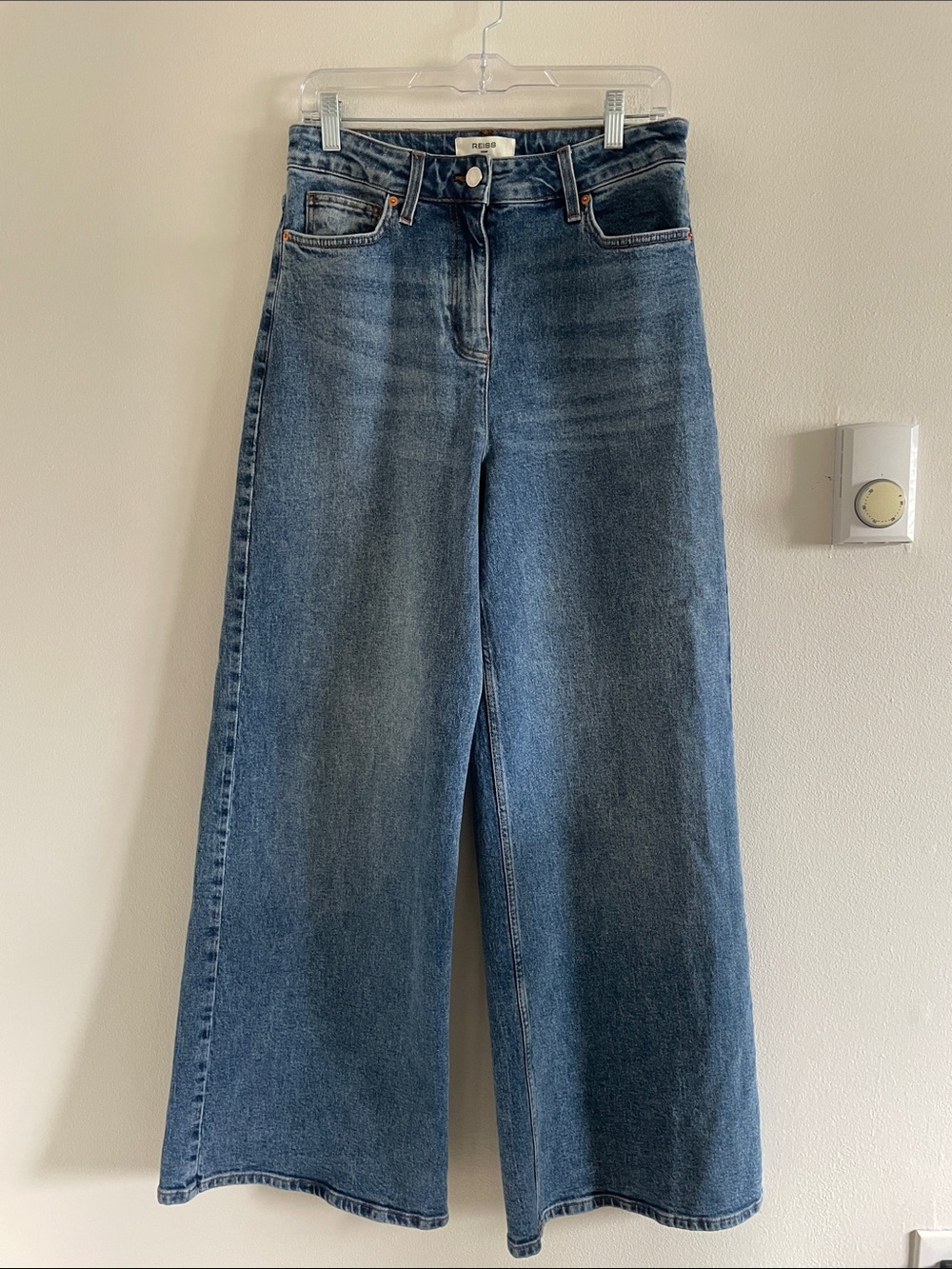 Reiss Crete Wide Leg Jeans Women's Size 29 Mid Blue High Rise Denim - Picture 3 of 10